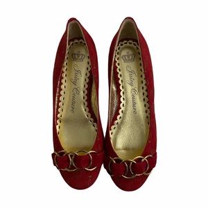 NWOT Juicy Couture Red Suede Leather Flats size-8M